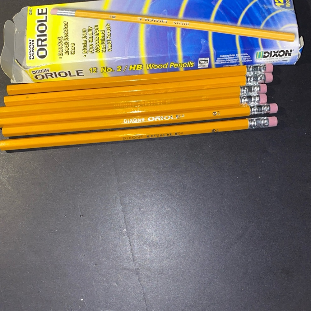 Vintage Dixon Oriole #2 Unsharpened Yellow Wood Pencils (6)